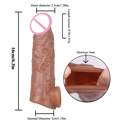 Reusable Washable Skyn Condoms 6 Inch Delay Ejaculating Penis Enlargement Dragon Silicone Condom for Man Timing Sex Toy (Copy)